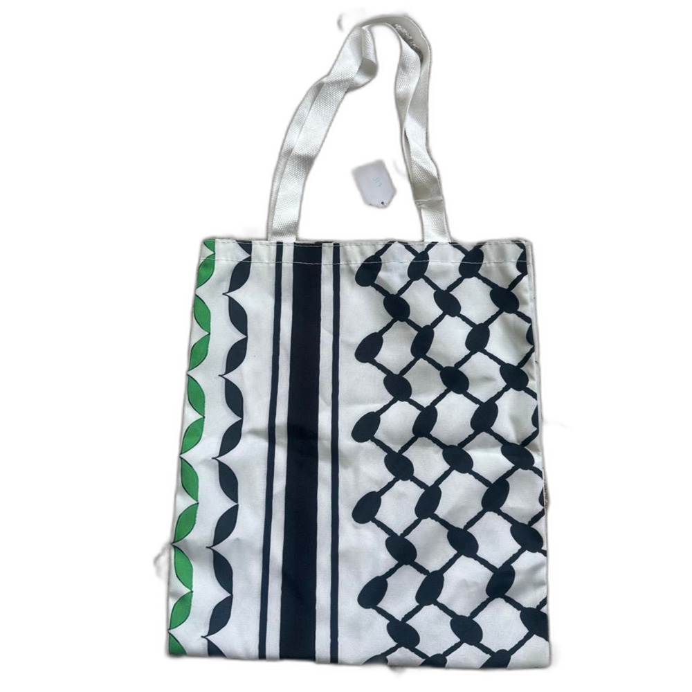 Keffiyeh Tote Green, Black and White
